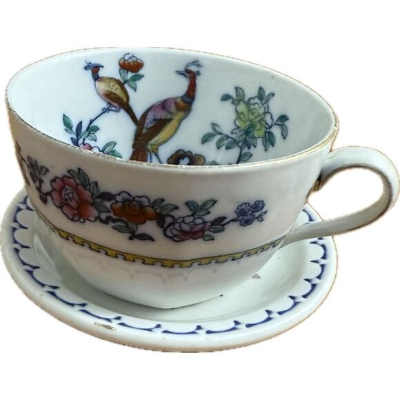 Charming Peacock Floral Teacup and Saucer - Picture 1 of 8